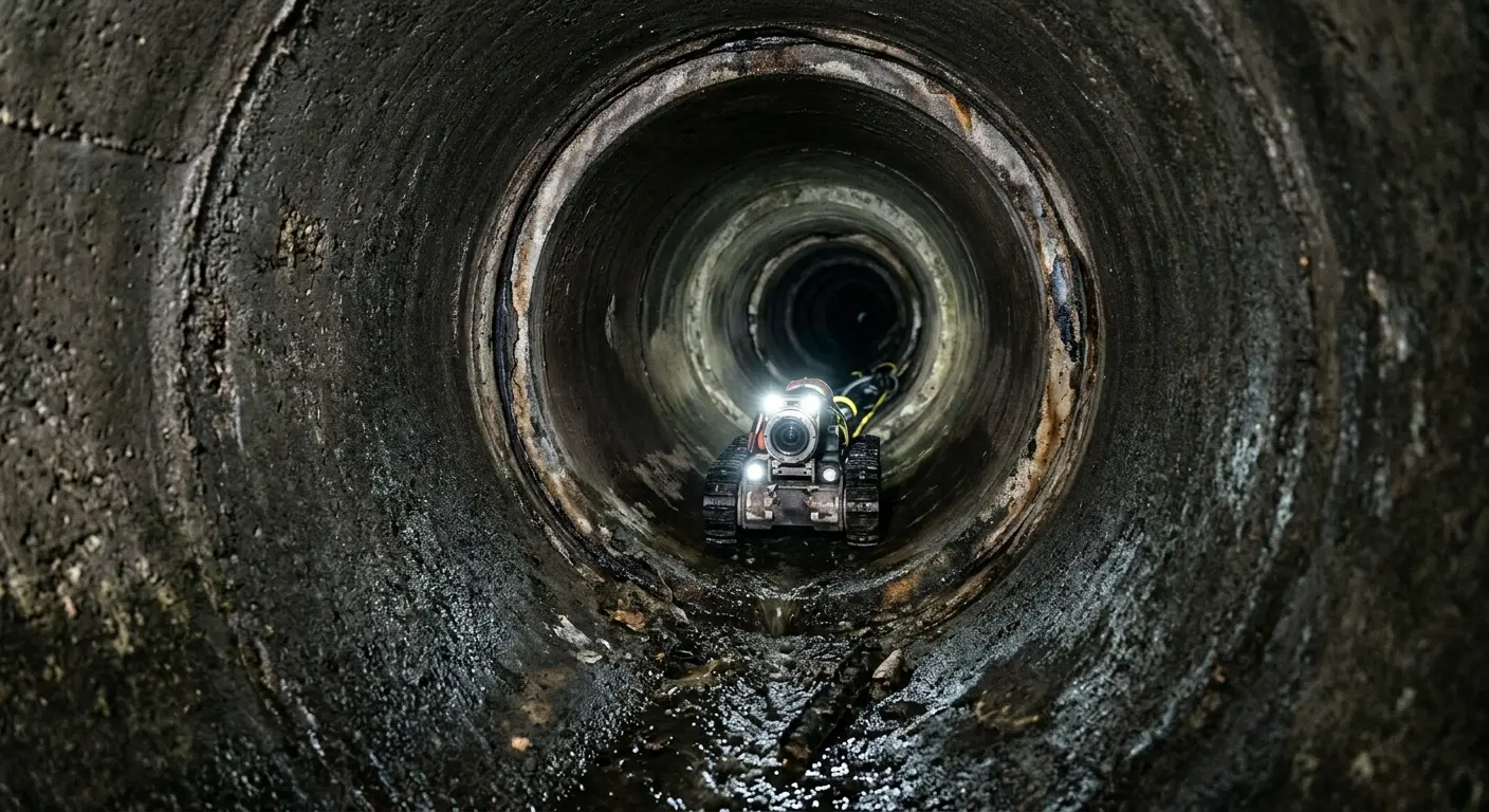 Robotic sewer camera inspecting pipe interior for Sewer Line Repair in Deerpark